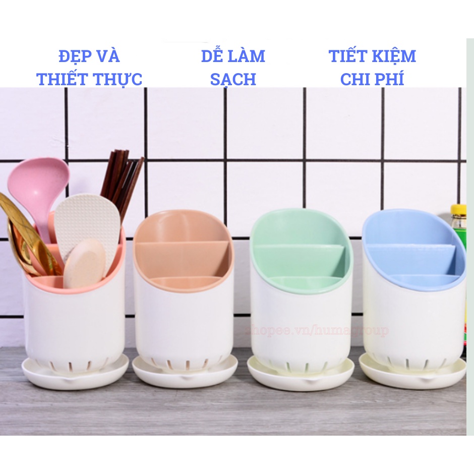 Ống Đựng Đũa, Muỗng, Thìa, Dĩa Bằng Nhựa Có Đế Hứng Tiện Lợi