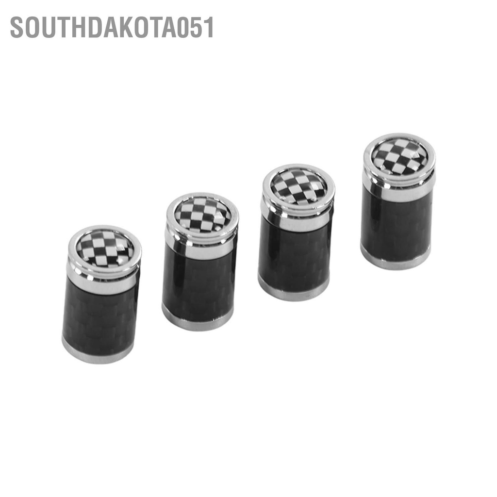 Set 4 cái van lốp ô tô bằng sợi carbon hợp kim nhôm màu đen trắng kẻ sọc thay thế cho Mini Hatch Cabrio