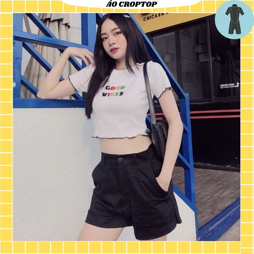 Áo croptop nữ tay ngắn ,from ôm body  ,freesize ,thun borip mềm mại co dãn cực tốt