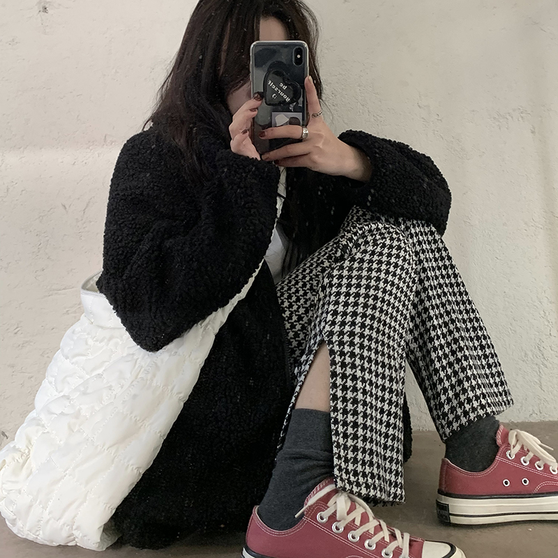 Quần Ống Rộng Xiaozhainv Họa Tiết Houndstooth Phong Cách Hàn Quốc Dễ Phối Đồ | BigBuy360 - bigbuy360.vn