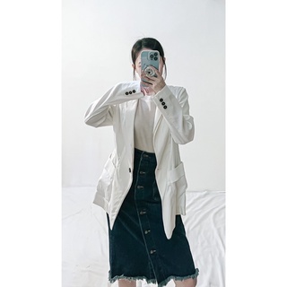 Vest blazer trắng tay 3 nút
