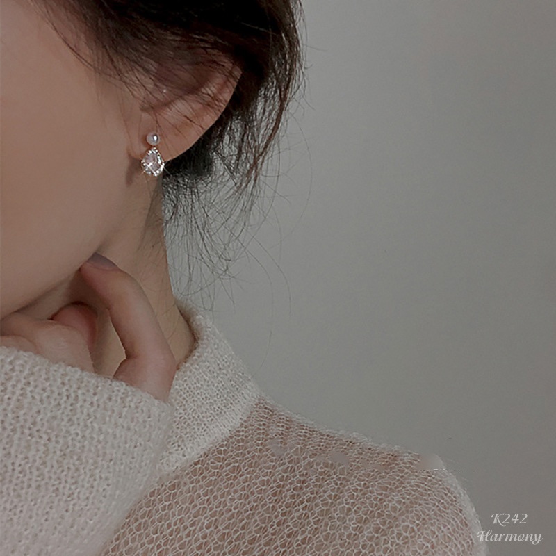Khuyên tai ngọc trai nhân tạo nữ bạc đính đá mạ vàng Tear of Love | HARMONY ACCESSORIES K242
