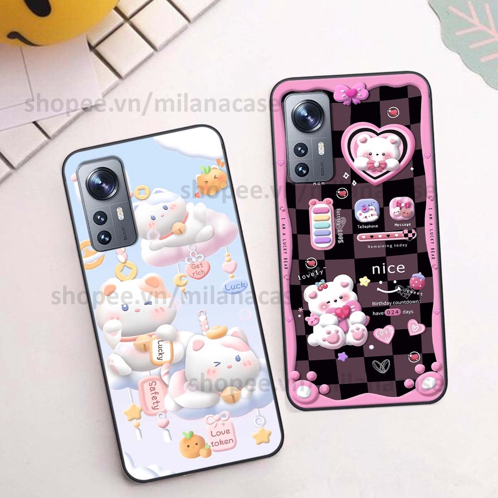 Ốp Xiaomi 12 / Xiaomi 12 Pro hình đồng hồ icon gấu mèo cute cực dễ thương ngộ nghĩnh