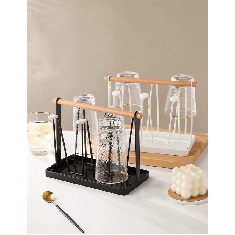 Khay Úp Ly Sắt Sang Trọng Kèm Khay Đựng