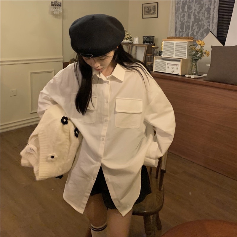 Áo Gile Len Sát Nách Cổ V Vặn Thừng Đính Hoa Form Rộng Màu Kem / Xanh Baby Thu Đông Ngọt Ngào Hàn Quốc Charmful_Closet