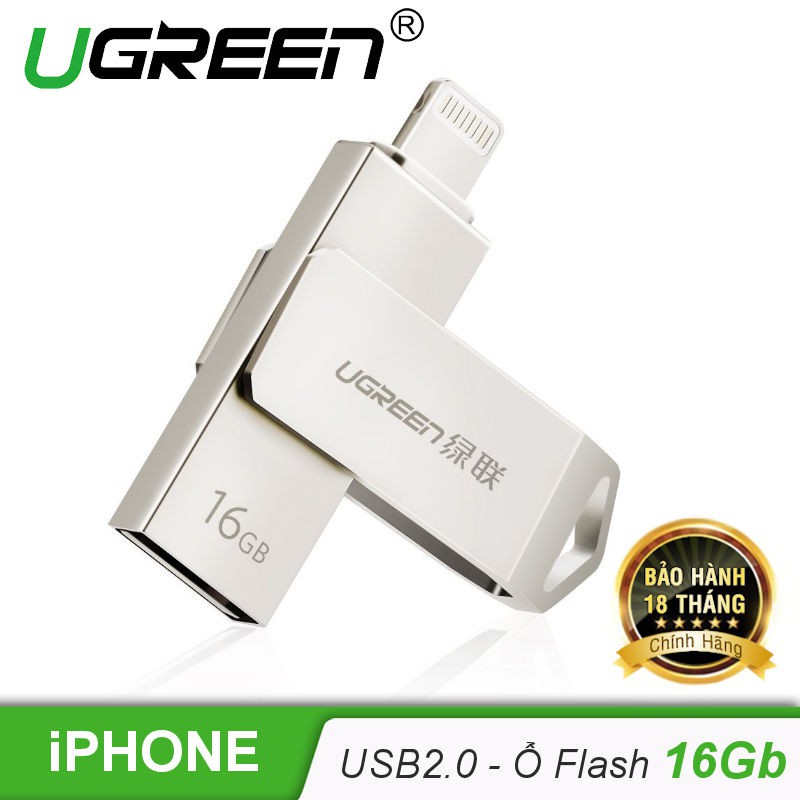 USB 2.0 + Ổ Flash đầu lightning cho iPhone/iPad 16Gb/32Gb/64Gb/128Gb UGREEN US200 - 10080172 , 846853174 , 322_846853174 , 1610000 , USB-2.0-O-Flash-dau-lightning-cho-iPhone-iPad-16Gb-32Gb-64Gb-128Gb-UGREEN-US200-322_846853174 , shopee.vn , USB 2.0 + Ổ Flash đầu lightning cho iPhone/iPad 16Gb/32Gb/64Gb/128Gb UGREEN US200