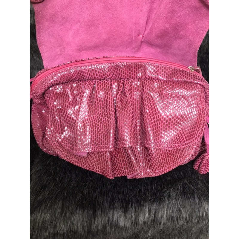 Túi kẹp nách da thật, đeo vai màu hồng