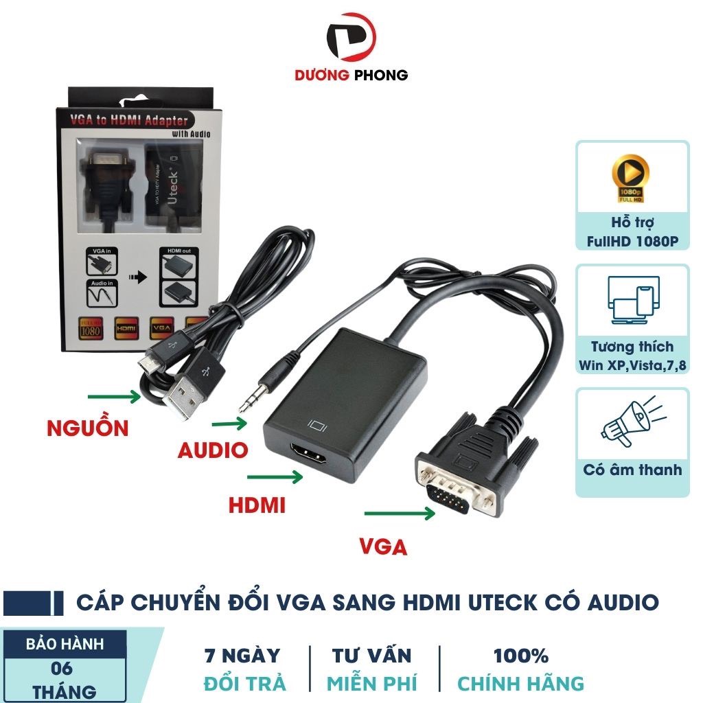 Bộ chuyển VGA to HDMI (nhựa)