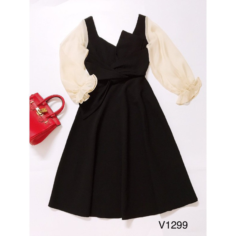 [ xả kho ] MiD Đầm kate Nhật V1299 cổ lệch lạ mắt Mie Design kèm ảnh thật