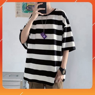Áo Thun Tay Lỡ Form Rộng Kẻ Sọc Ngang Siêu Hot🍁 Unisex nam nữ đều mặc được