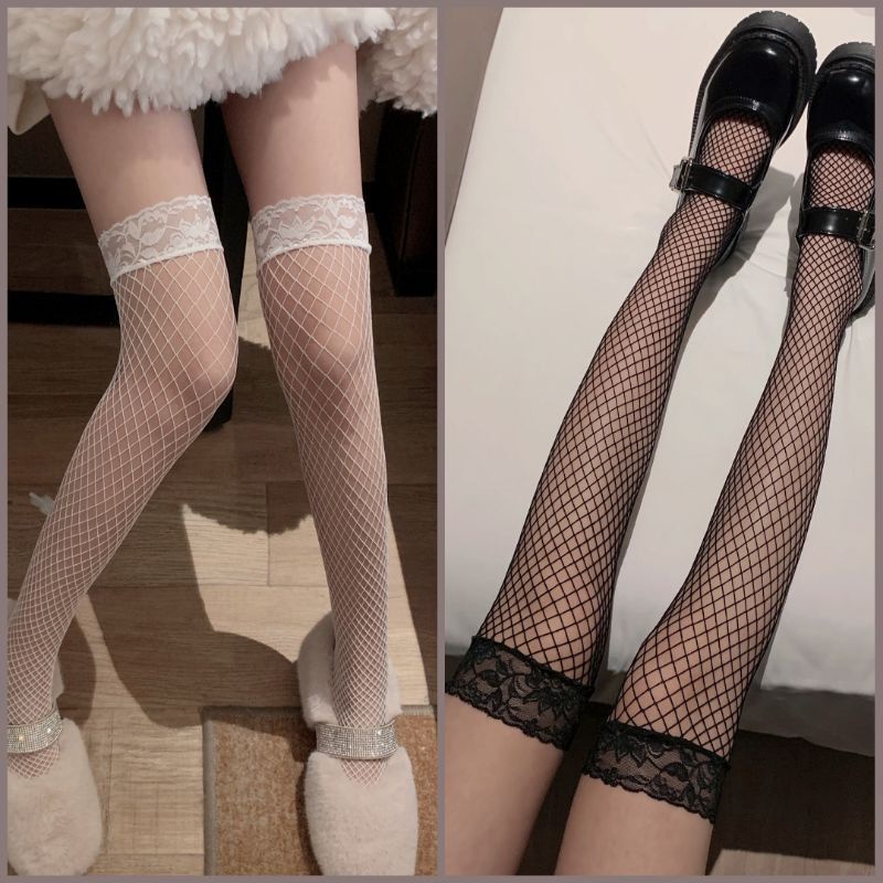 Tất đùi ren lưới sexy - vớ qua gối lolita JK xuyên thấu gợi cảm