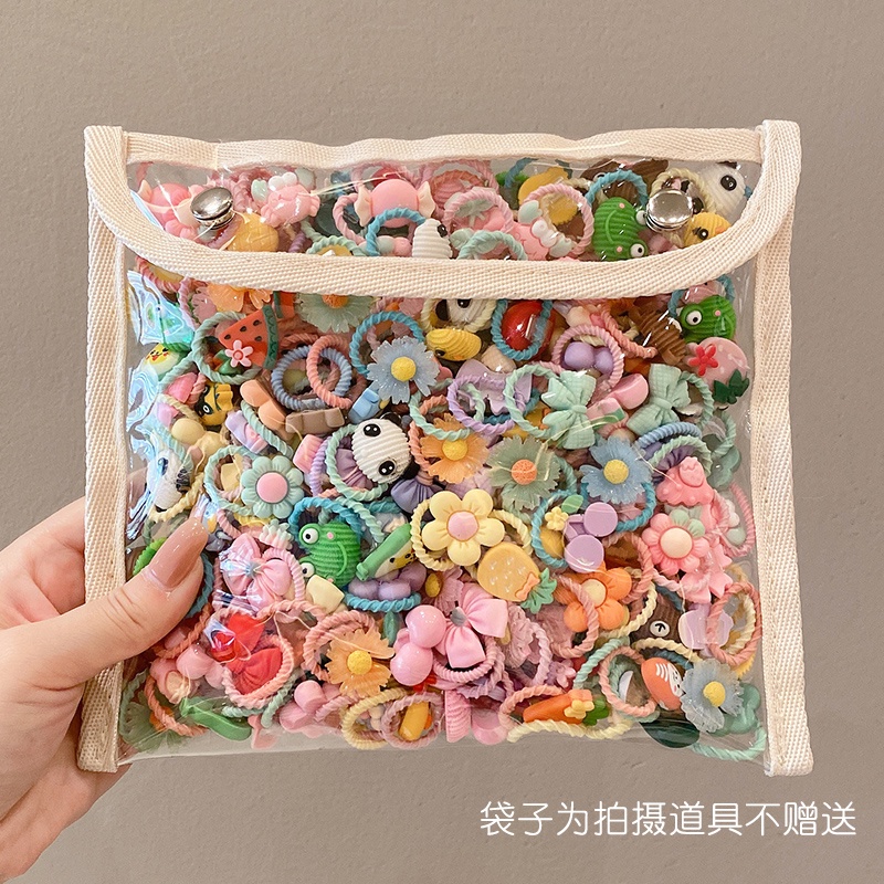Set 10 Dây Buộc Tóc Cao Su Họa Tiết Hoạt Hình Dễ Thương Cho Bé Gái