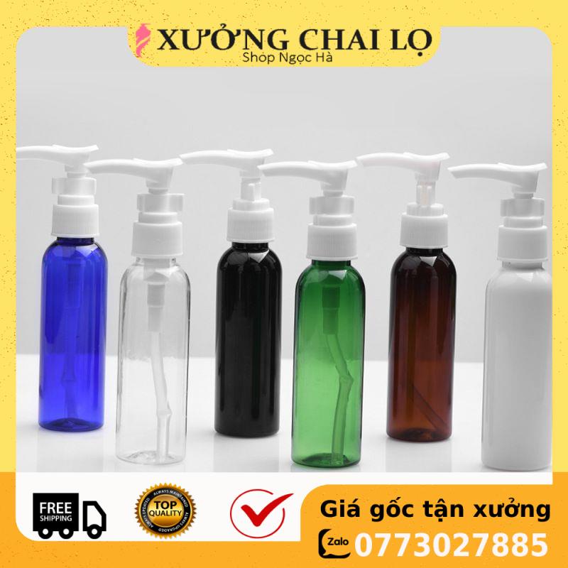 Chai Chiết Mĩ Phẩm ❤ GIÁ RẺ NHẤT ❤ Chai nhựa pet vòi nhấn sữa tắm 50ml,100ml chiết mỹ phẩm , phụ kiện du lịch