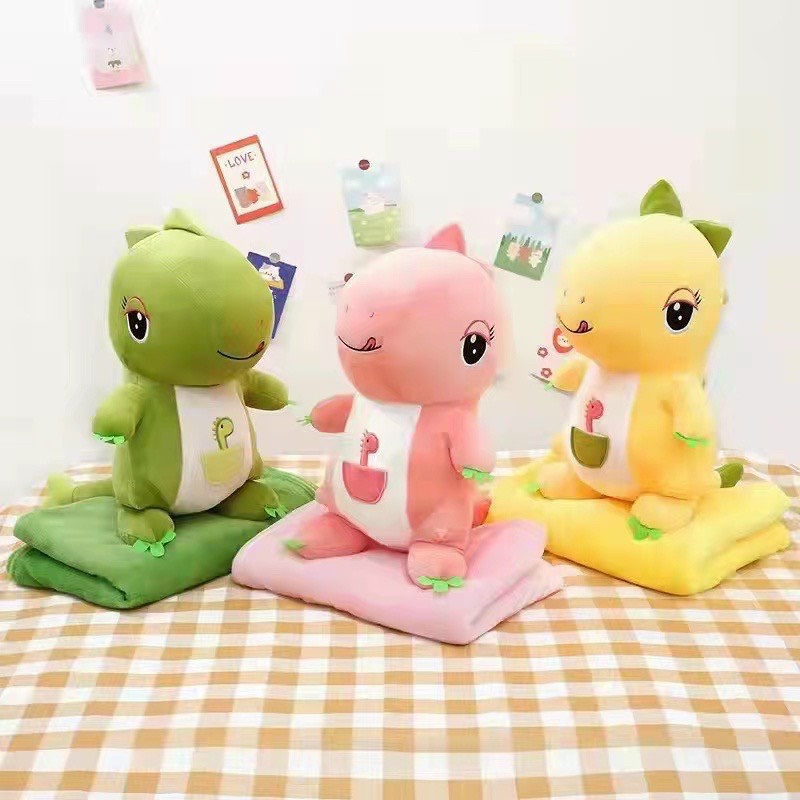 Bộ chăn gối văn phòng hình thú dễ thương, gấu bông có mền cho bé đi học, chăn mền văn phòng đa năng đi du lịch tiện lợi