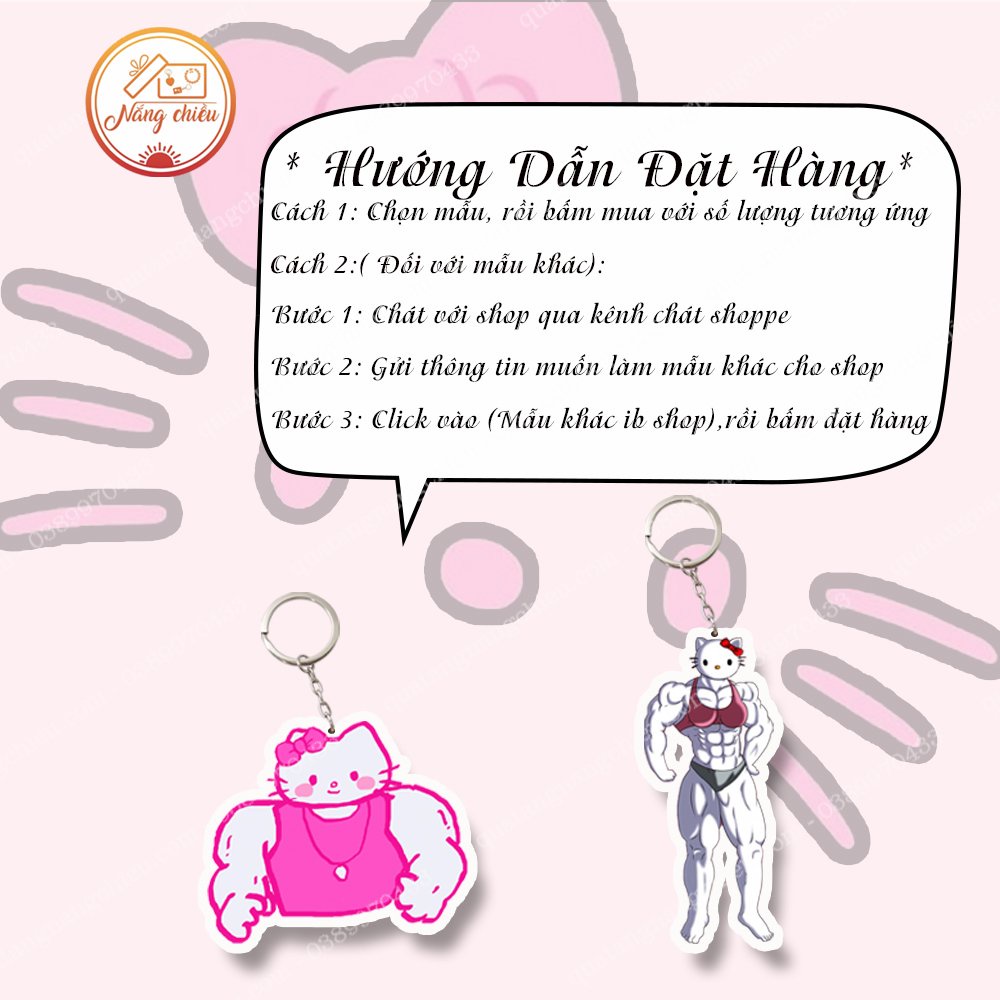 Móc khoá mèo hello kitty cơ bắp đô con lực lưỡng đáng yêu, quà tặng sinh nhật, sự kiện, đa dạng mẫu mã