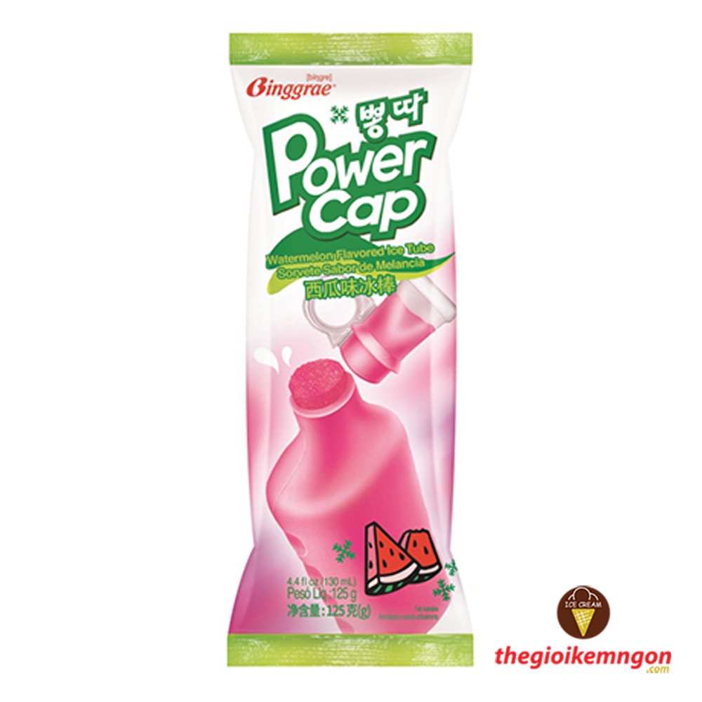 Kem ống dưa hấu Binggrae PowerCap Watermelon Flavored Ice Tube Hàn Quốc 130ML
