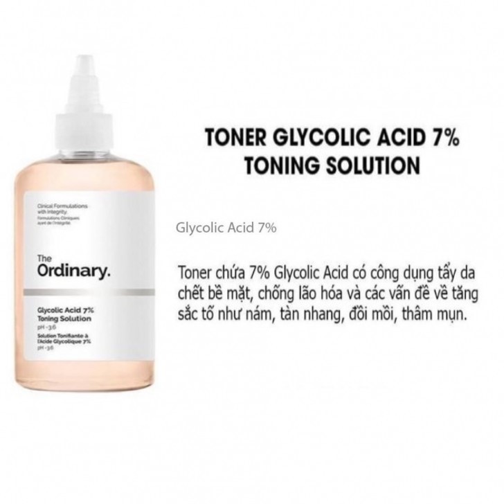 Toner tẩy da chết 240ml Glycolic Acid 7% Toning Solution The Ordinary - Skinfa.