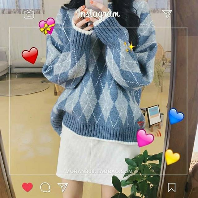 Hàng Sẵn_ Áo len dệt họa tiết kim cương MORAN