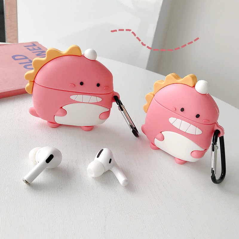 Airpods Case ⚡Freeship ⚡ KHỦNG LONG BỜM VÀNG- HỒNG Case Tai Nghe Không Dây Airpods 1/2/i11/ i12/ i18/Pro- Tuanphukien75