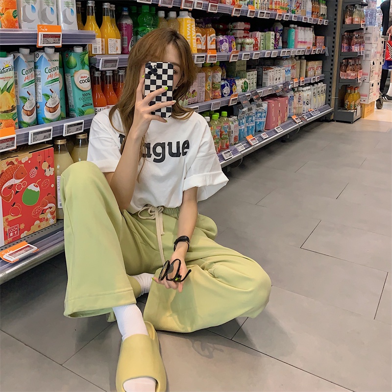 Quần thể thao ống rộng lưng cao phong cách Hàn Quốc thời trang dành cho nữ