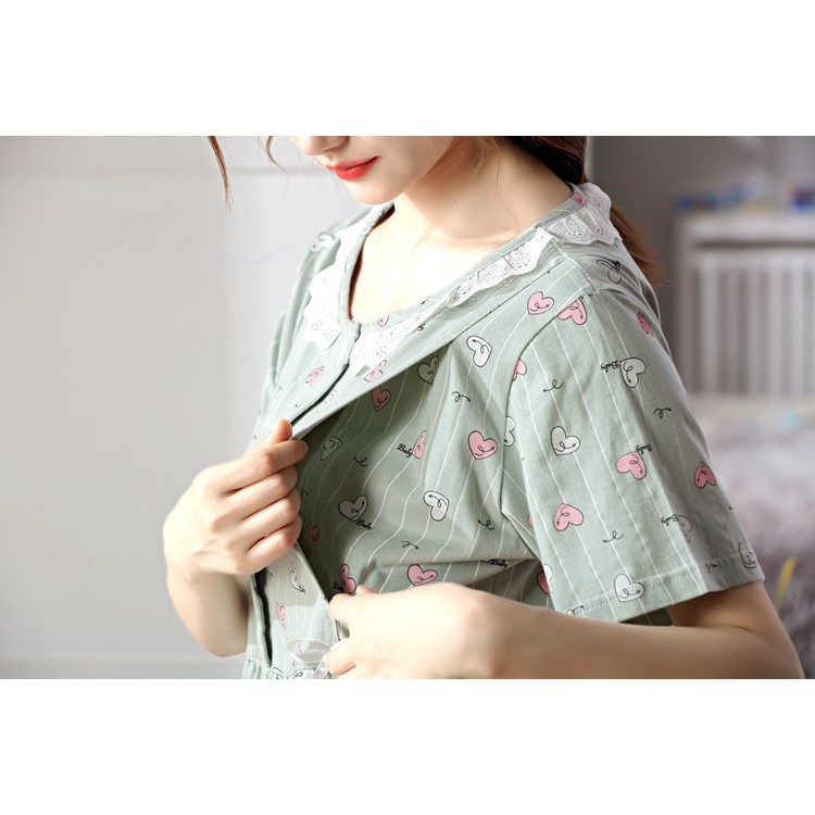 Pijama Bầu, Sau sinh Lửng P08 Có Thiết Kế Cho Bé Ti