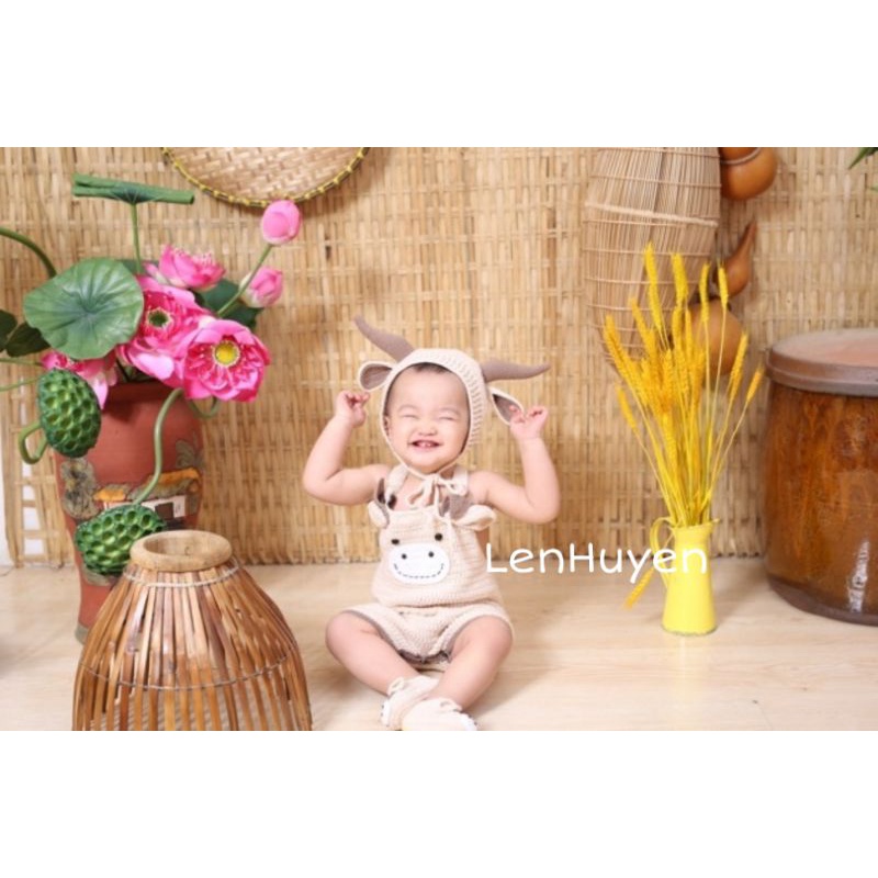 Set đồ len handmade hình con trâu dễ thương xinh xắn bé trai bé gái