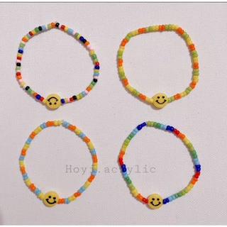Vòng tay xỏ hạt cườm mặt cười nhiều màu /Hoyi.acrylic