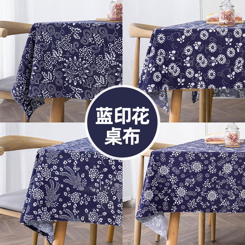 Khăn Trải Bàn Hình Chữ Nhật 8.15 Bằng Vải Cotton Lanh In Họa Tiết Thổ Cẩm Trung Hoa