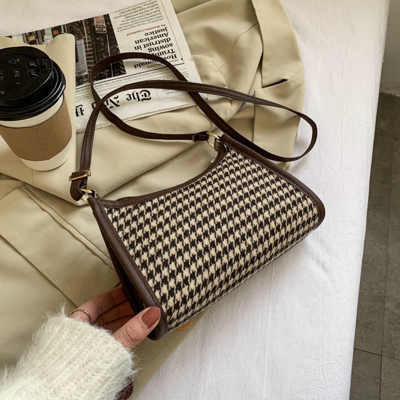 Túi đeo dưới cánh tay bằng lẹn họa tiết sọc phong cách cổ điển cho nữ