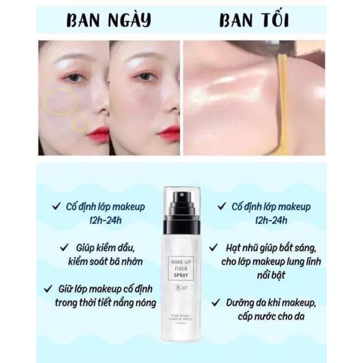 Xit Khoáng Khóa lớp MAKEUP FIXER SPRAY 100ml,Có Ánh Nhũ Giữ Lớp Trang Điểm Lâu Trôi Và Cấp Ẩm.Tặng Kèm 1 Túi Gấu. | BigBuy360 - bigbuy360.vn