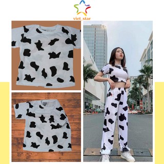 Áo Croptop Bò Sữa Loang Ulzzang Xinh Xắn - VIET_STAR