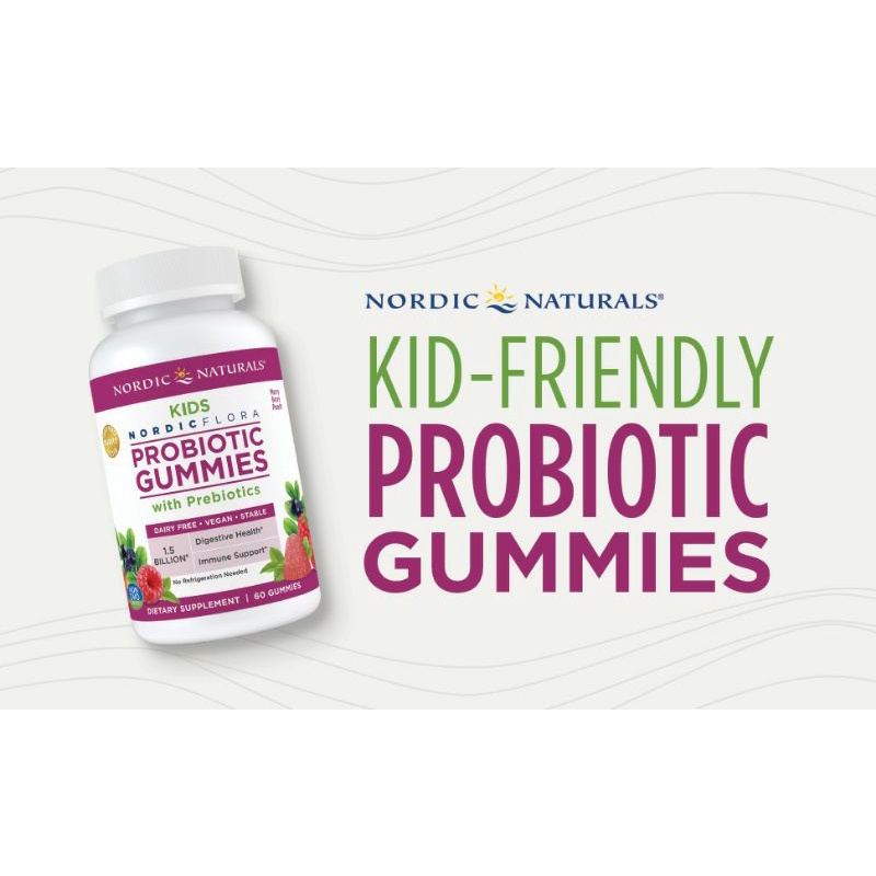 Kẹo dẻo giúp hệ tiêu hoá trẻ khoẻ Kids Nordic Flora Probiotic Gummies 60v