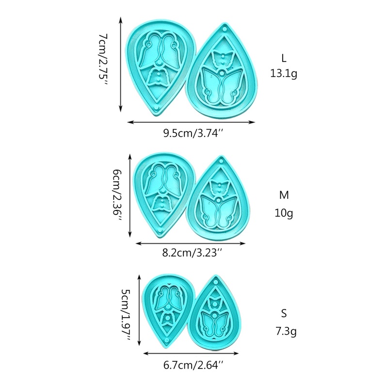 Set 1 / 3 Khuôn Silicone Làm Mặt Dây Chuyền Thủ Công Hình Bướm