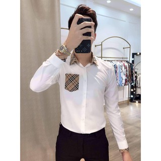Áo sơ mi nam dài tay cổ bẻ  có túi ngực