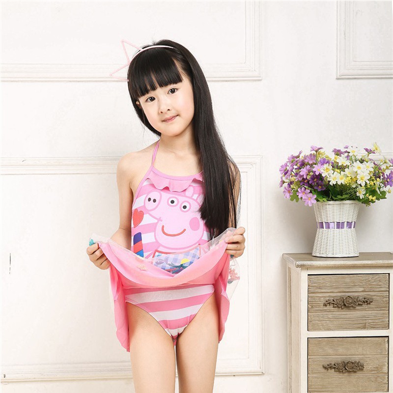 Bộ Đồ Bơi In Hình Heo Peppa Xinh Xắn Dành Cho Bé Gái