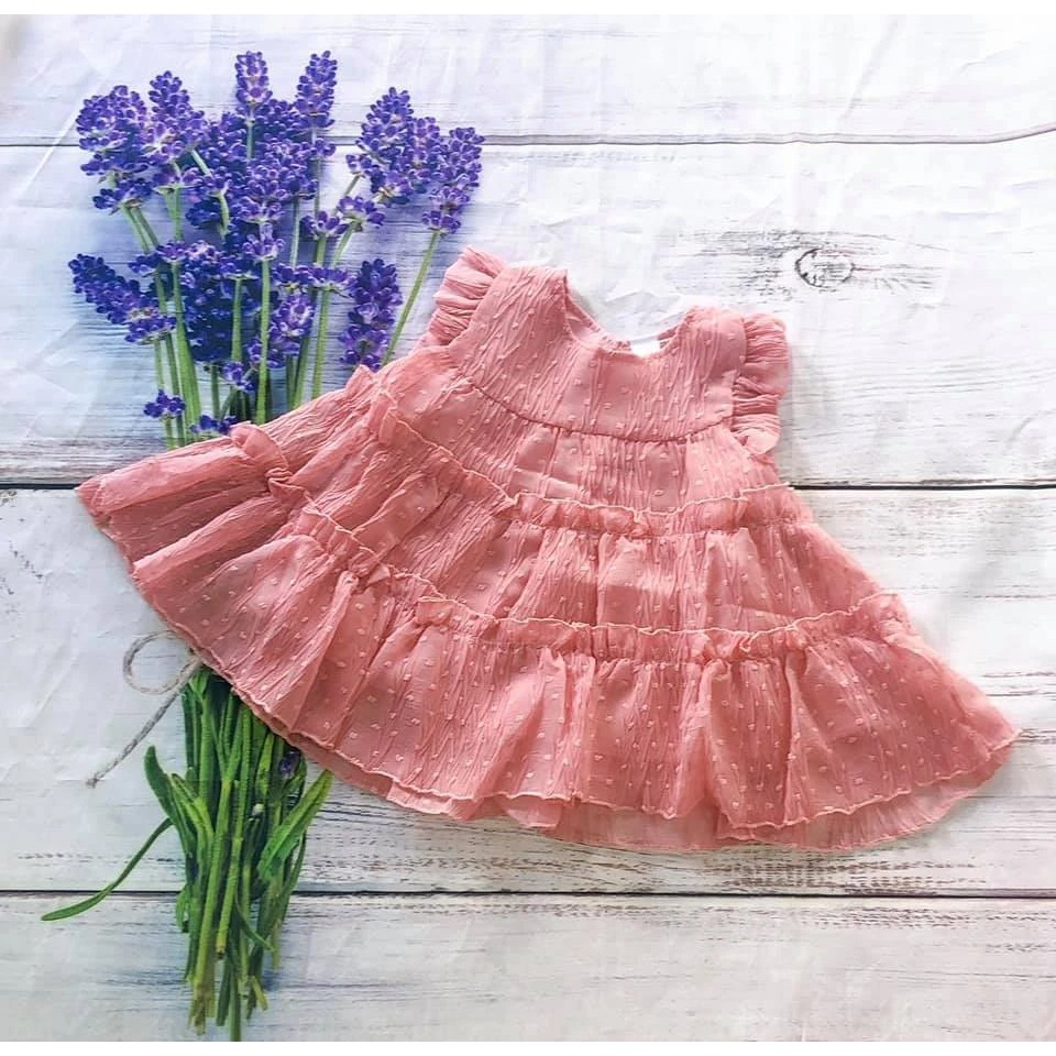 Váy tầng hồng công chúa thôi nôi cho bé cánh tiên ngọt ngào, màu hồng, từ 7-12kg