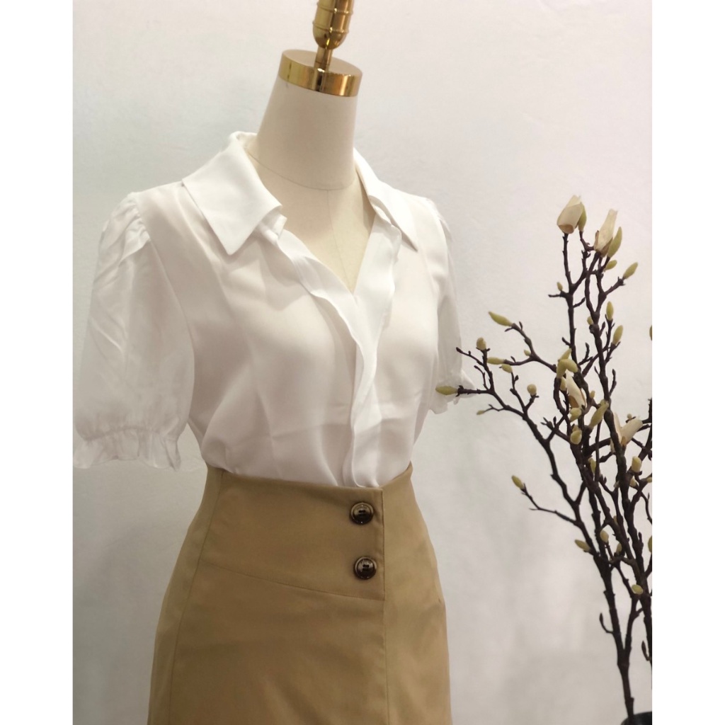 Áo sơ mi công sở bo tay, cổ V, 3 màu sắc nhã nhặn thương hiệu TK FASHION - SMKA323