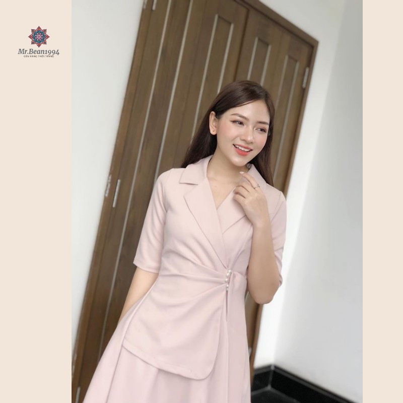 [Váy Thiết Kế - SALE 50%] Váy Dự Tiệc Cổ Vest Tay Lỡ sang trọng- Phong cách Hàn Quốc mới nhất 2020 - VD014