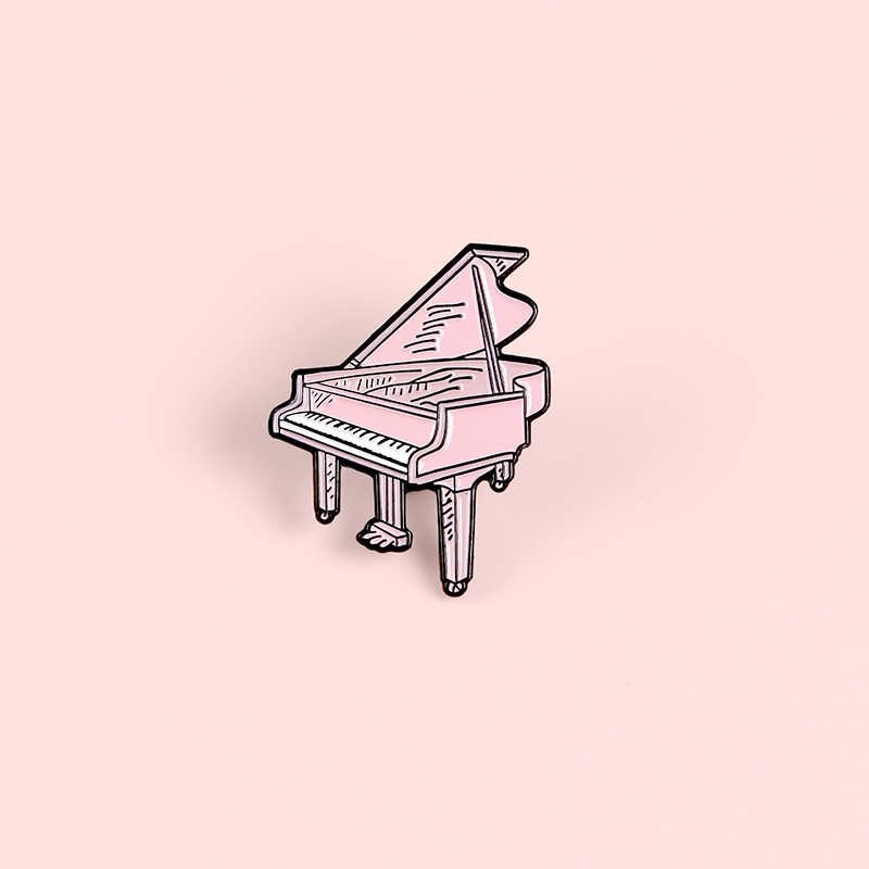 Pin cài áo chủ đề âm nhạc máy phát nhạc/ đĩa than vinyl/ cuộn băng music tape/ nhạc cụ đàn piano - GC061