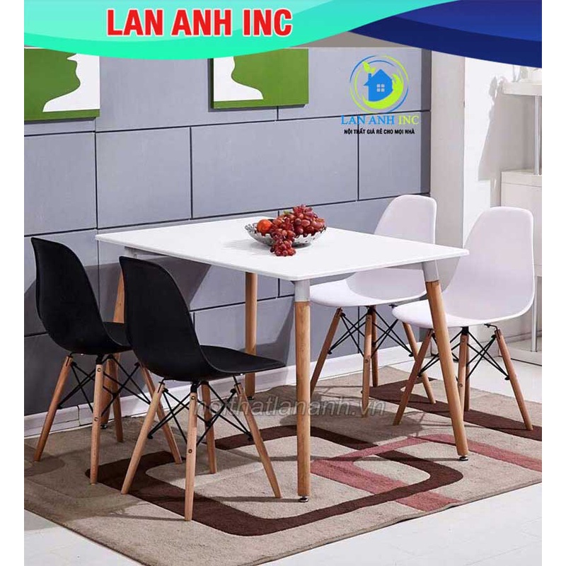 Ghế nhựa cafe văn phòng đẹp chân gỗ tựa lưng cao giá rẻ eames LAG128c