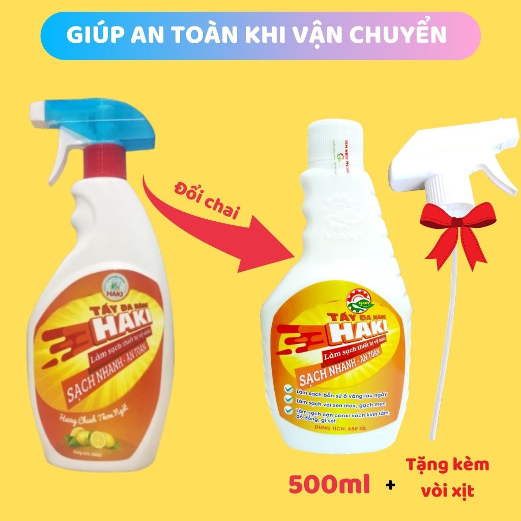 [ SALE KỊCH SÀN] Tẩy đa năng Haki 2019 giá cực sốc tẩy sạch các vết ố vàng tẩy kính và inox vòi sen nhà tắm