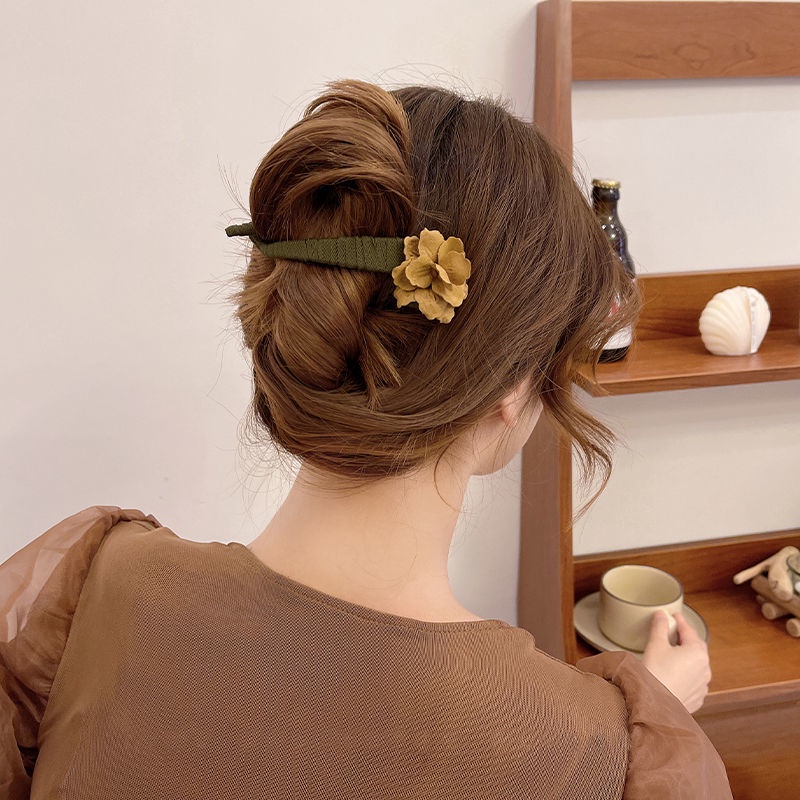 Kẹp Tóc Vải Họa Tiết Hoa Phong Cách Retro Thời Trang Mùa Hè Dành Cho Nữ