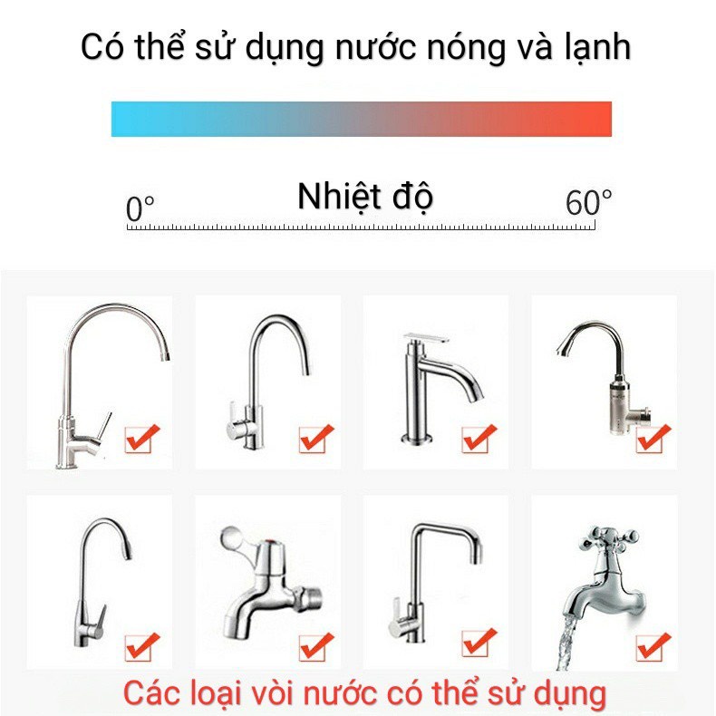 Đầu nối tăng áp vòi nước rửa chén bát có cánh quạt, dây ruột gà xoay tiền lợi + đai cổ dê