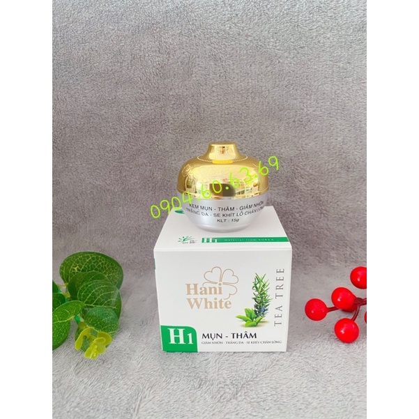 Kem HANI WHITE 15g Mụn-Thâm-Giảm Nhờn-Trắng Da-Se Khit Lỗ Chân Lông HANIWHITE