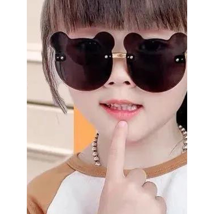 Kính Mát Hình Tai Gấu Hoạt Hình Nhiều Màu Sắc Không Viền Cho Bé