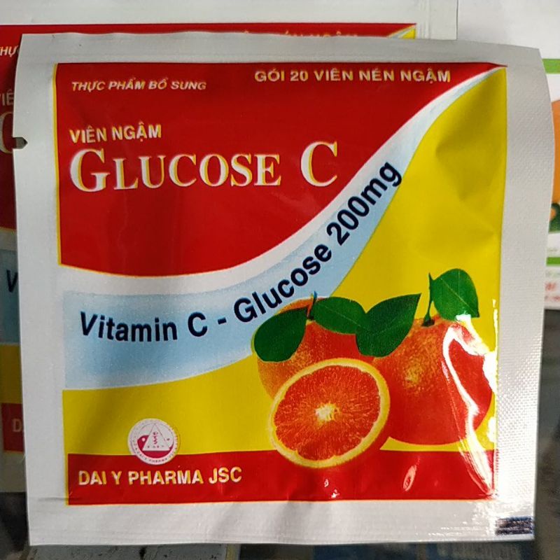 Combo 10gói Viên kẹo ngậm Glucose C 200mg tăng sức đề kháng bền thành mạch