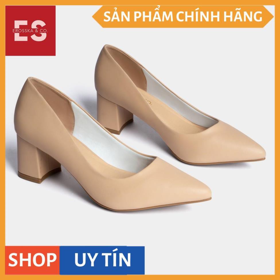 Giày cao gót Erosska thời trang mũi nhọn kiểu dáng cơ bản cao 5cm màu kem _ EP011 | BigBuy360 - bigbuy360.vn