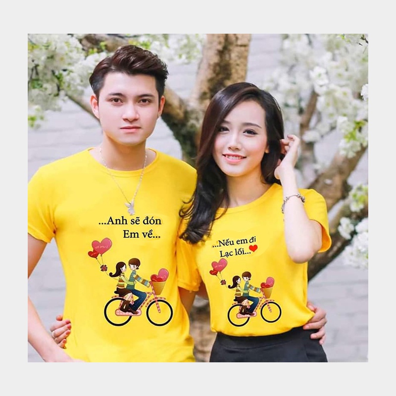 Áo cặp đôi xe đạp tim