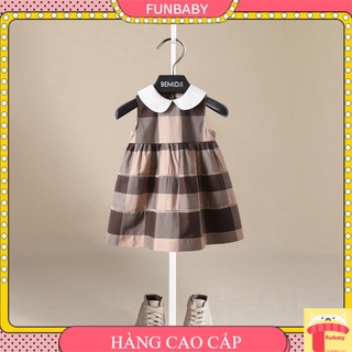 Váy Burberry bé gái 1-5 tuổi sát nách cổ thuyền, Đầm hè cho bé hàng cao cấp thời trang