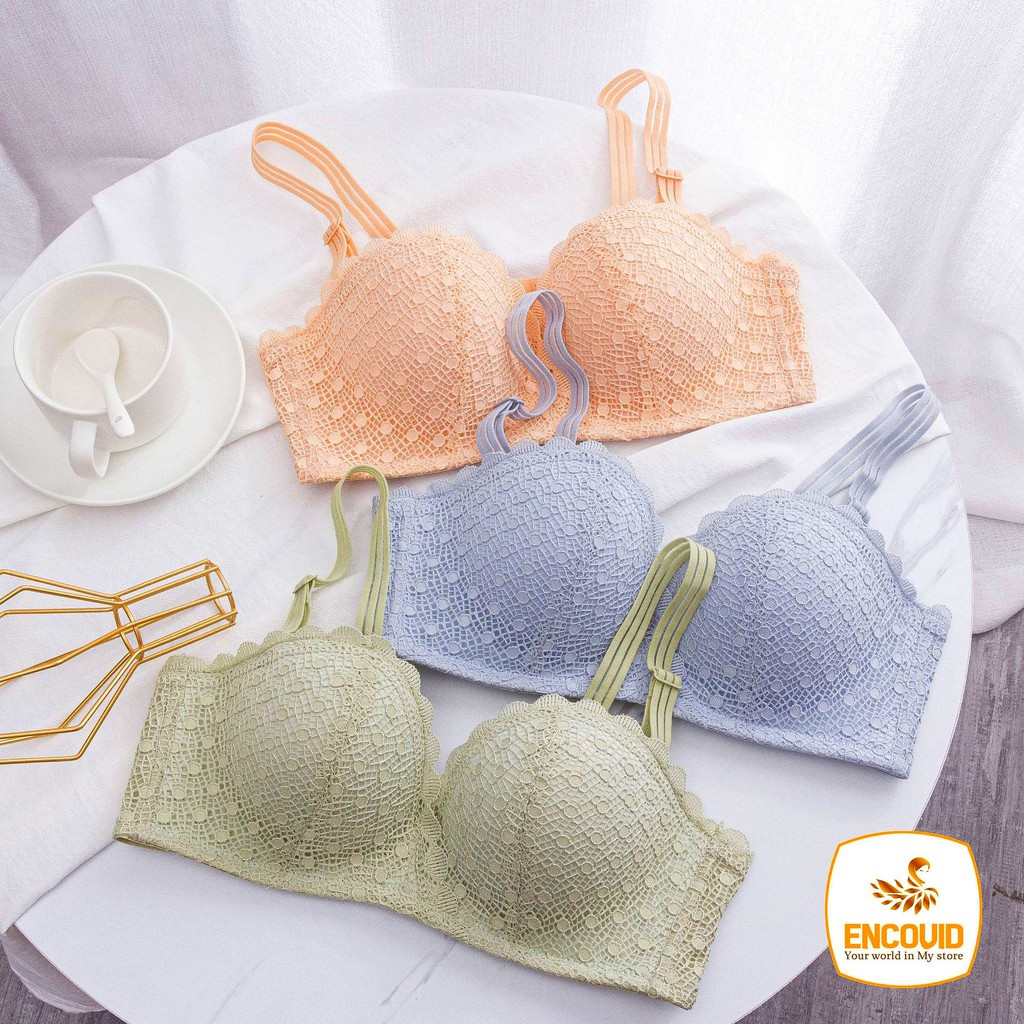 Áo lót nữ đẹp dễ thương su đúc không gọng phối ren mềm mịn tinh tế siêu gợi cảm quyến rũ ENCOVID ALN969